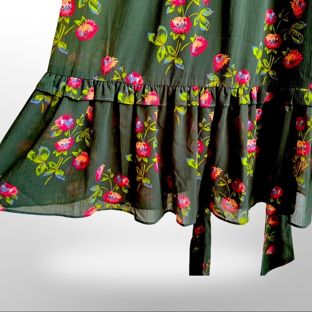 🦋HP!🦋J. Crew | Point Sur | High-Neck | Green Floral w/ Ruffle Dress | 4 | NWT - Picture 10 of 16